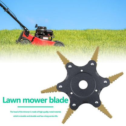 Toothed Mower Blade Six-Leaf Cyclone Blade Agricultural Weeder Parts(Golden Blade Bagged Green) - Lawn Mower, Saws & Accessories by buy2fix | Online Shopping UK | buy2fix