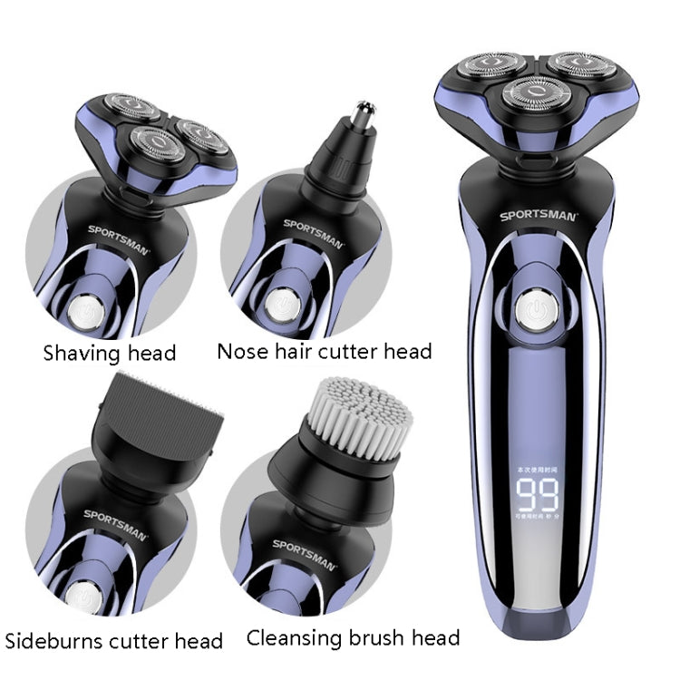 Sportsman SM-530 Electric Men Shaving Knife Multi-Function Base Charging Digital Water Washing Razor, Specification: US Plug(Purple) - Electric Shavers by SPORTSMAN | Online Shopping UK | buy2fix