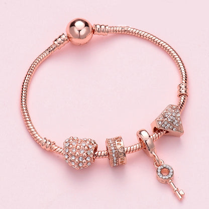 SL133 19cm Women Rose Gold Beaded Bracelet - Bracelets by buy2fix | Online Shopping UK | buy2fix