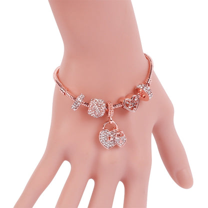 SL135 18cm Women Rose Gold Beaded Bracelet - Bracelets by buy2fix | Online Shopping UK | buy2fix