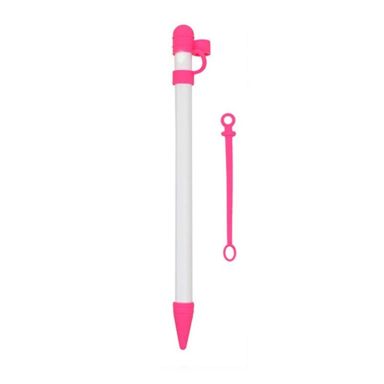 2 PCS 3 In 1 Anti-lost Pen Cap + Anti-lost Conversion Cable + Pen Tip Protective Case Set For Apple Pencil(Rose Red) - Pencil Accessories by buy2fix | Online Shopping UK | buy2fix