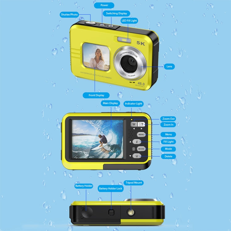 WDC901 3.5m Waterproof 48MP HD Dual Screen Outdoor Sports Digital Camera AU Plug(Blue) - Children Cameras by buy2fix | Online Shopping UK | buy2fix