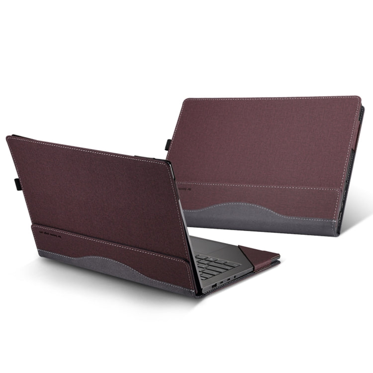 For Samsung Galaxy Book 2 Pro 360 15.6 inch Leather Laptop Anti-Fall Protective Case With Stand(Wine Red) - 15 inch by buy2fix | Online Shopping UK | buy2fix