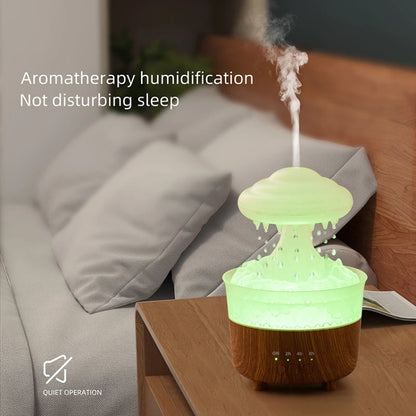 V50 Desktop Colorful Night Light Humidifier Wood Grain Water Drop Aroma Diffuser, Spec: UK Plug(White) - Air Purifiers & Accessories by buy2fix | Online Shopping UK | buy2fix