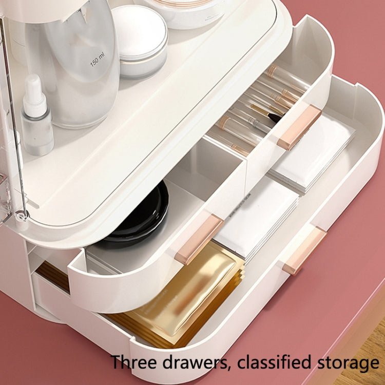 Dust-Proof Drawer Type Cosmetic Storage Box Household Large-Capacity Desktop Lipstick Storage Box, Colour: LED Upgrade Model Pink - Storage Boxes by buy2fix | Online Shopping UK | buy2fix