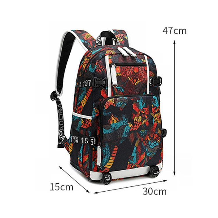 6101-4 Thermal Transfer Casual Backpack Simple Student Schoolbag(Triangular Blue) - Double-shoulder Bags by buy2fix | Online Shopping UK | buy2fix