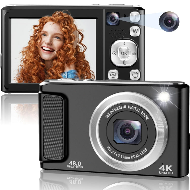 DC308 2.8-Inch 4K HD Front And Rear Dual-Camera 16X Zoom Digital Camera US Plug(Black) - Children Cameras by buy2fix | Online Shopping UK | buy2fix