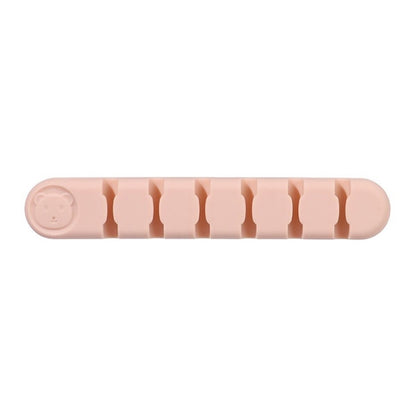 6 Holes Bear Silicone Desktop Data Cable Organizing And Fixing Device(Sand Pink) - Cable Organizer by buy2fix | Online Shopping UK | buy2fix