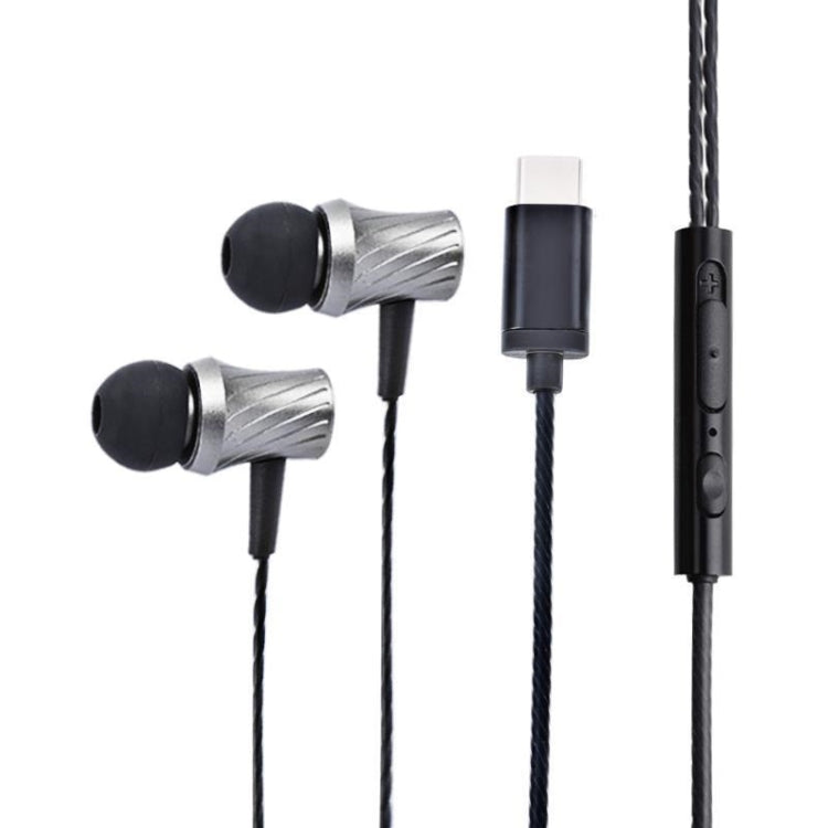 2 PCS TS1812 Type-C Plug In-Ear Digital Wired Earphone With Mic(Black) - Type-C Earphone by buy2fix | Online Shopping UK | buy2fix