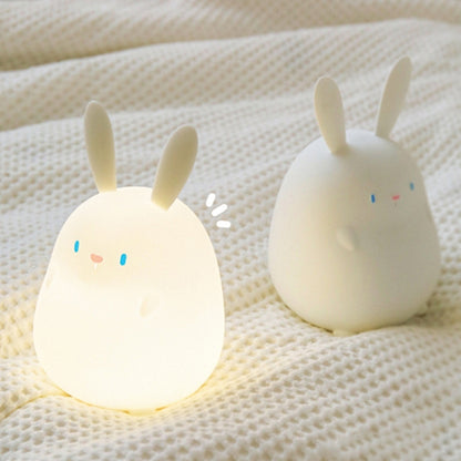 Cute Cartoon Bunny USB Pat Touch Timing Silicone Lamp(White) - Night Lights by buy2fix | Online Shopping UK | buy2fix