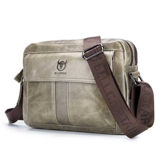 BULL CAPTAIN  Double Layer Leather One Shoulder Messenger Bag For Men(Beige) - Single-shoulder Bags by BULL CAPTAIN | Online Shopping UK | buy2fix