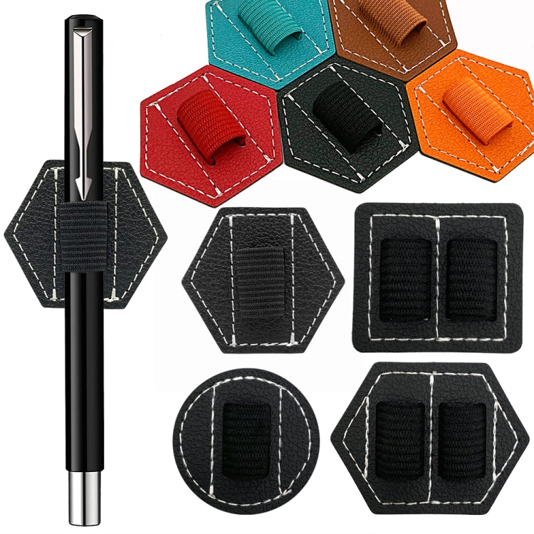 5 PCS Capacitive Pen Bag Self Adhesive Pen Holder PU Pen Clip,Style: Hexagon Double Black - Pencil Accessories by buy2fix | Online Shopping UK | buy2fix