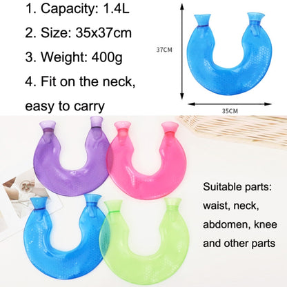 U-shaped PVC Hot Compress Shoulder And Neck Explosion-proof Water Injection Hot Water Bag(Blue + Gray Knitted) - Hot Water Bags by buy2fix | Online Shopping UK | buy2fix