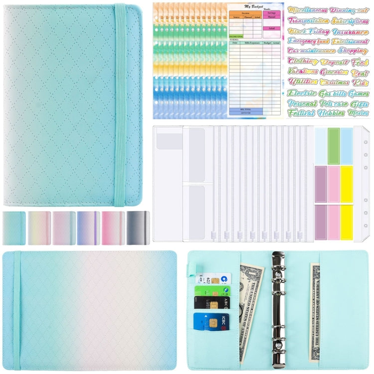 A6 Gradient Macaroon Loose-leaf Handbook Cash Budget Book(Green Blue White) - Notebooks by buy2fix | Online Shopping UK | buy2fix