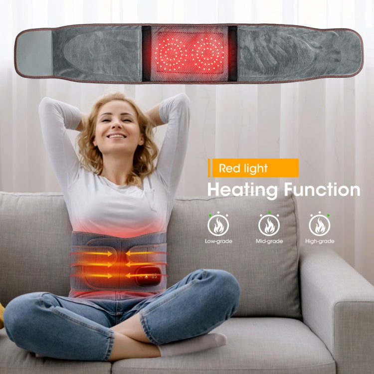 USB Charging Red Light Heating Massage Lumbar Belt Warming Waist Belt(Gray) - Massage & Relaxation by buy2fix | Online Shopping UK | buy2fix