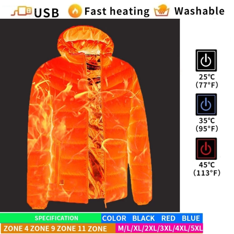 9 Zone Double Control Black USB Winter Electric Heated Jacket Warm Thermal Jacket, Size: S - Down Jackets by buy2fix | Online Shopping UK | buy2fix