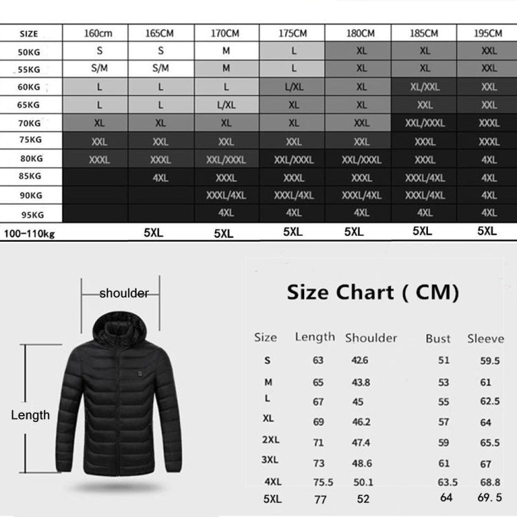 9 Zone Double Control Blue USB Winter Electric Heated Jacket Warm Thermal Jacket, Size: XXXXL - Down Jackets by buy2fix | Online Shopping UK | buy2fix