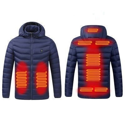 9 Zone Blue USB Winter Electric Heated Jacket Warm Thermal Jacket, Size: XXXXL - Down Jackets by buy2fix | Online Shopping UK | buy2fix