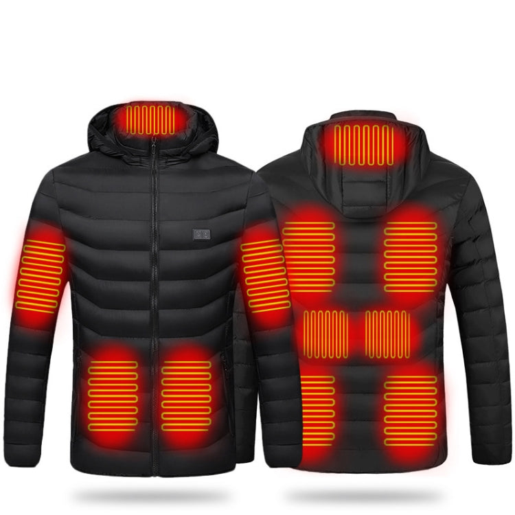 11 Zone Double Control Black USB Winter Electric Heated Jacket Warm Thermal Jacket, Size: M - Down Jackets by buy2fix | Online Shopping UK | buy2fix