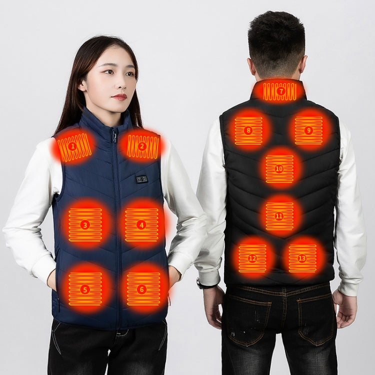 9 Area Double Control Black USB Electric Heating Undershirt Intelligent Warm Vest(XXL) - Down Jackets by buy2fix | Online Shopping UK | buy2fix