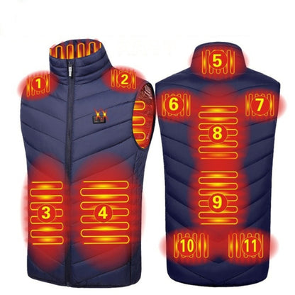 11 Area Double Control Blue USB Electric Heating Undershirt Intelligent Warm Vest(M) - Down Jackets by buy2fix | Online Shopping UK | buy2fix