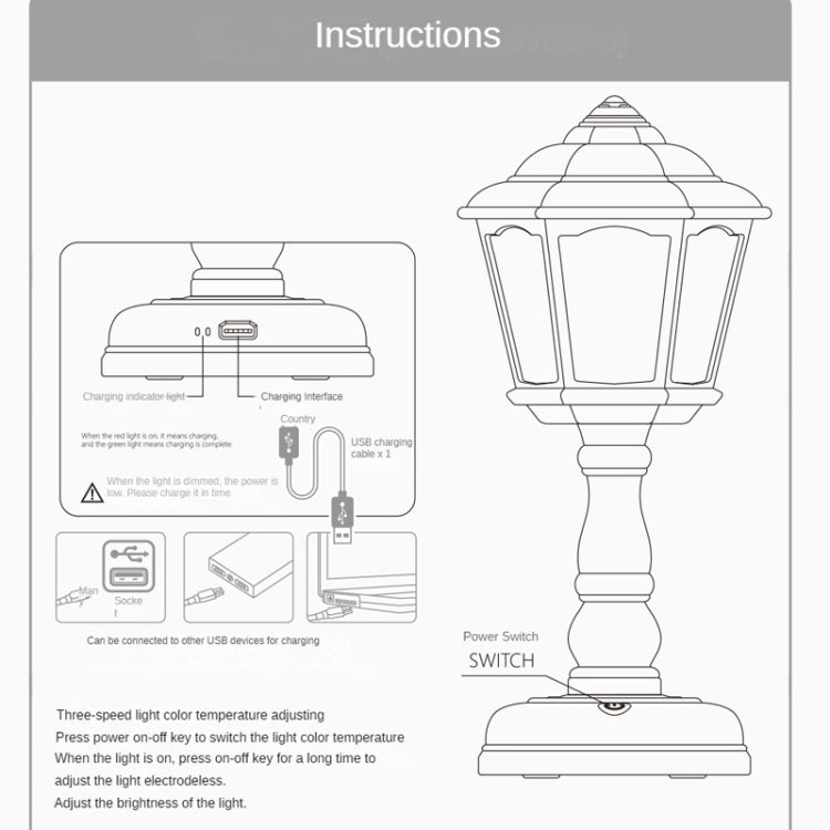 GIVELONG Retro Table Lamp USB Charging Small Night Light, Style: 322-4 Green - Bedside Light by GIVELONG | Online Shopping UK | buy2fix