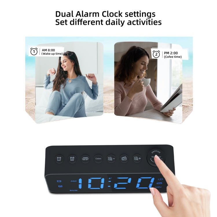 RGB Color Changing LED Digital Alarm Clock with FM Radio Built-in 8 Natural Music(White) - Alarm Clocks by buy2fix | Online Shopping UK | buy2fix