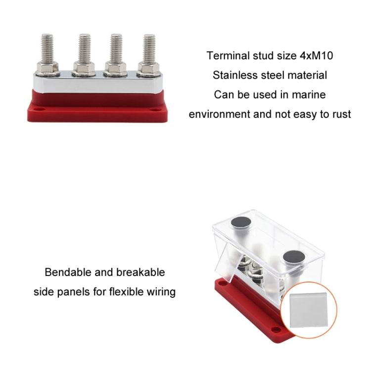 600A 48V RV&Ship Modification 4-way Large Electric DC Busbar(AOA4713CR-M10) - Marine Accessories & Parts by buy2fix | Online Shopping UK | buy2fix