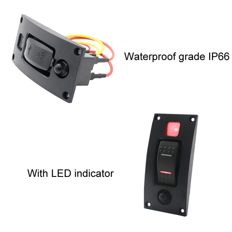 Marine Self-Locking Resetting Switch With Overload Protection Indicator Light ON-OFF-ON 3 Switch (Printed) - Marine Accessories & Parts by buy2fix | Online Shopping UK | buy2fix