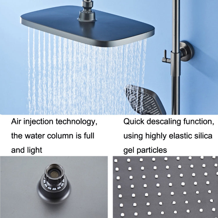 Piano Digital Display Full Copper Faucet Square Nozzle Shower Set, Color: Grey - Shower Head by buy2fix | Online Shopping UK | buy2fix