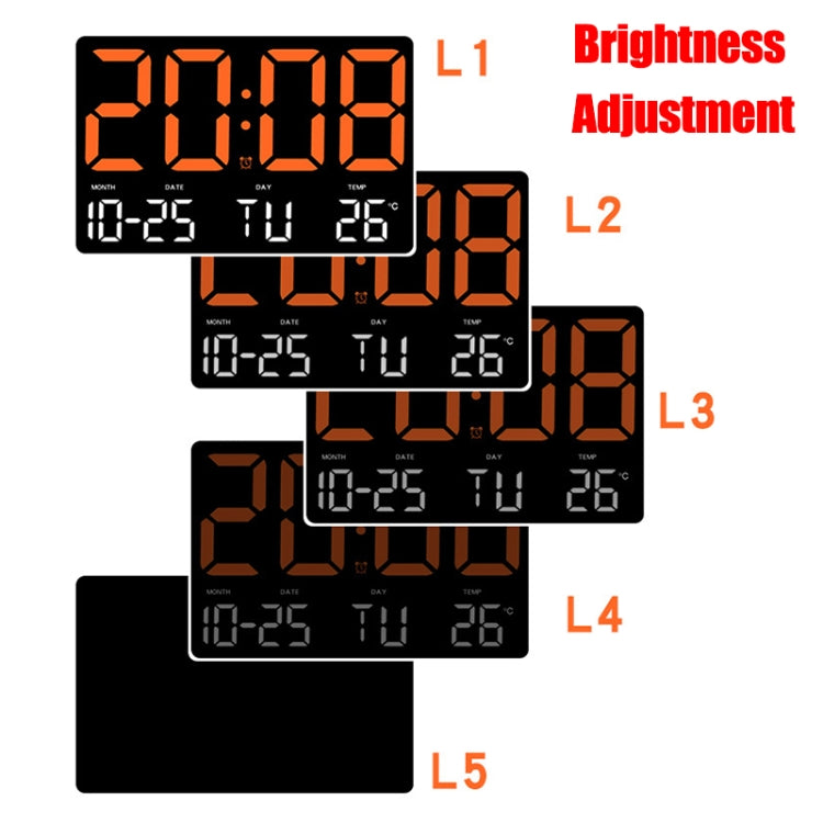 Large Display Led Digital Clock 5 Modes Brightness Adjustable Temperature Mute Electronic Clock(Red Double Color) - Alarm Clocks by buy2fix | Online Shopping UK | buy2fix