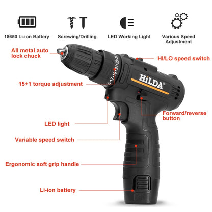 HILDA Home Power Drill 12V Li-Ion Drill With Charger And Battery, US Plug, Model: Cloth Packing - Drill & Drill Bits by HILDA | Online Shopping UK | buy2fix