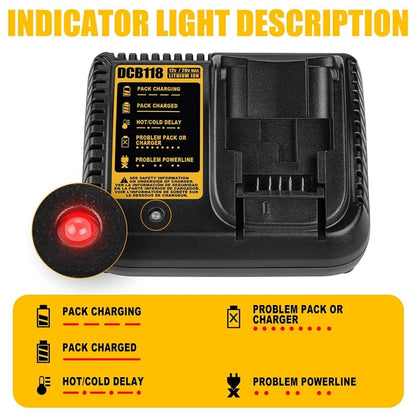 DCB118 For Dewalt 12V-20V Electric Tool Battery Charger, Plug: US (Black) - Electric Saws & Accessories by buy2fix | Online Shopping UK | buy2fix