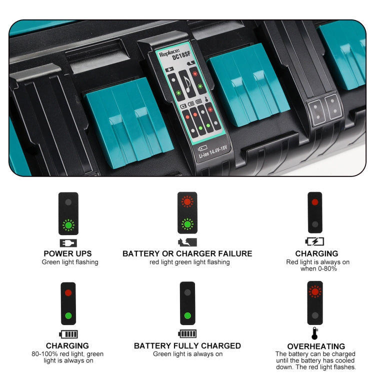 4 Ports 14.4-18V Lithium-Ion Charger DC18SF For Makita BL1430 / BL1820 / BL1830 / BL1850, Model: US - Electric Saws & Accessories by buy2fix | Online Shopping UK | buy2fix