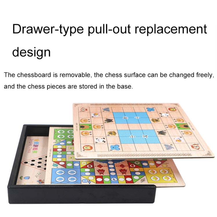 3 in 1 F Model Wooden Multifunctional Parent-Child Interactive Children Educational Chessboard Toy Set - Table Games by buy2fix | Online Shopping UK | buy2fix