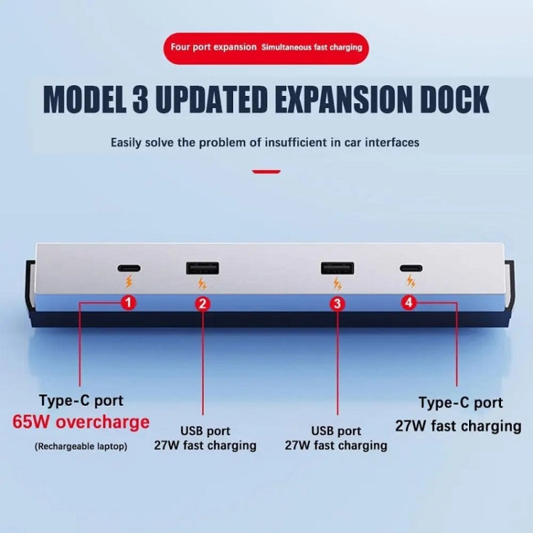 For 2023.9 Tesla Model 3 65W Central Control USB Interface Expansion Dock(Original Color) - DIY Modified Charger by buy2fix | Online Shopping UK | buy2fix