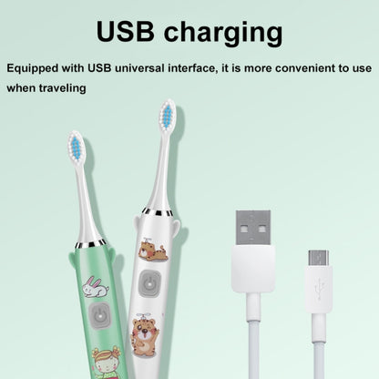 USB Charging Fully Automatic Ultrasonic Cartoon Children Electric Toothbrush, Color: White with 3 Heads - Toothbrushes by buy2fix | Online Shopping UK | buy2fix