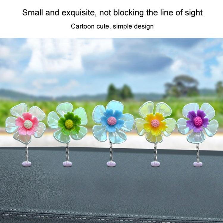 5pcs /Set Car Shaking Flower Ornament Simulated Small Flower Car Interior Decoration(Green) - Ornaments by buy2fix | Online Shopping UK | buy2fix