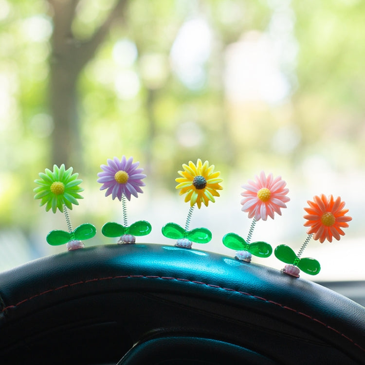 Cute Small Daisy Car Ornament Car Dashboard Shaking Decoration(Orange) - Ornaments by buy2fix | Online Shopping UK | buy2fix