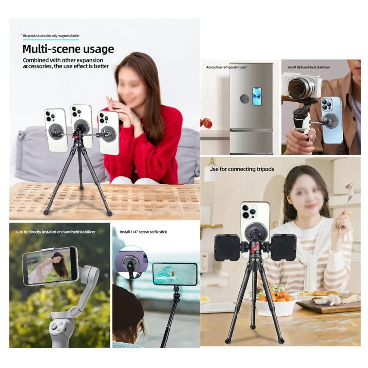 Magnetic Phone Holder with 1/4 Inch Hole for Tripod Magic Arm(Titanium Color) -  by buy2fix | Online Shopping UK | buy2fix