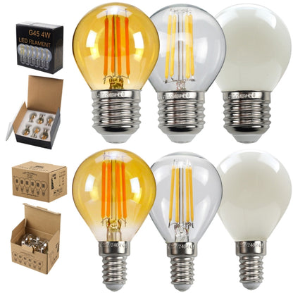 6pcs /Box G45 Bulb LED Lamp Fixture Illuminator Vintage Filament Lights, Style: Transparent Small Screw(220V 4W) - LED Blubs & Tubes by buy2fix | Online Shopping UK | buy2fix