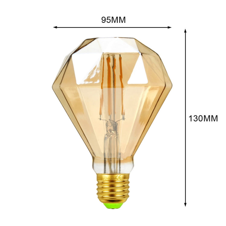 E27 Screw Port LED Vintage Light Shaped Decorative Illumination Bulb, Style: Flat Diamond Gold(110V 4W 2700K) - LED Blubs & Tubes by buy2fix | Online Shopping UK | buy2fix
