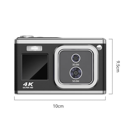 4K HD Optical Dual Lens Digital Camera 50MP Dual Screen Selfie Camera, No Memory(Black) - Video Cameras by buy2fix | Online Shopping UK | buy2fix