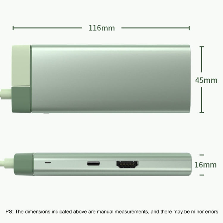 BS7A 7 In 1 Type-C Docking Station Multi-Function USB Hub Docking Station Converter(Green) - USB HUB by buy2fix | Online Shopping UK | buy2fix