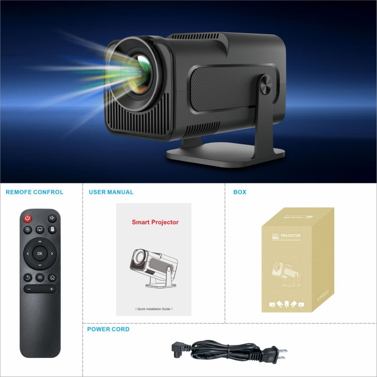 HY320 1080P 390ANSI 4K Android 11 Projector With Wifi 6 Bluetooth 5.0 Support Miracast / Airplay / DLNA UK Plug - LED Projector by buy2fix | Online Shopping UK | buy2fix