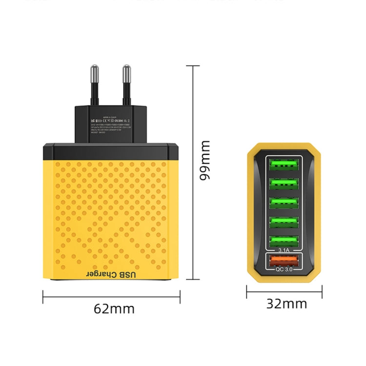 6-Ports Multifunctional Quick Charging USB Travel Charger Power Adapter, Model: Yellow US Plug - USB Charger by buy2fix | Online Shopping UK | buy2fix