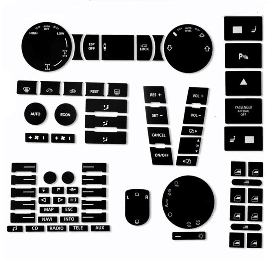 For 2005-2010 Volkswagen Touareg/Passat Steering Wheel Window AC Switch Button Repair Sticker(8pcs /Set) - Decorative Sticker by buy2fix | Online Shopping UK | buy2fix