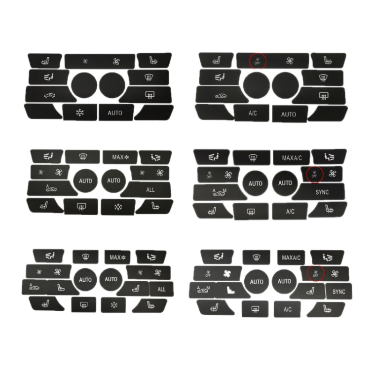 For BMW 5 Series/7 Series/X5/C6/F10/F01/F15 Air Conditioning Button Repair Sticker, Style: B 14pcs With OFF - Decorative Sticker by buy2fix | Online Shopping UK | buy2fix