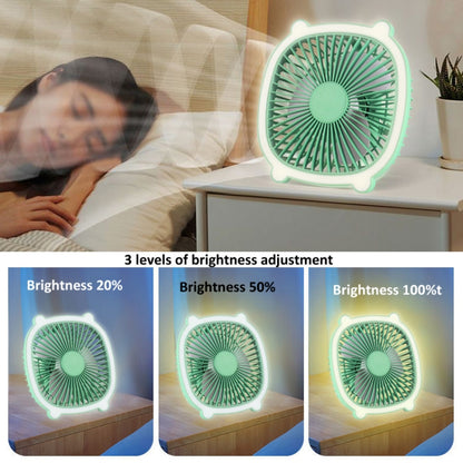 Rechargeable Table Fan With Reading LED Light  3 Wind Speed Adjustment(Green) - Electric Fans by buy2fix | Online Shopping UK | buy2fix