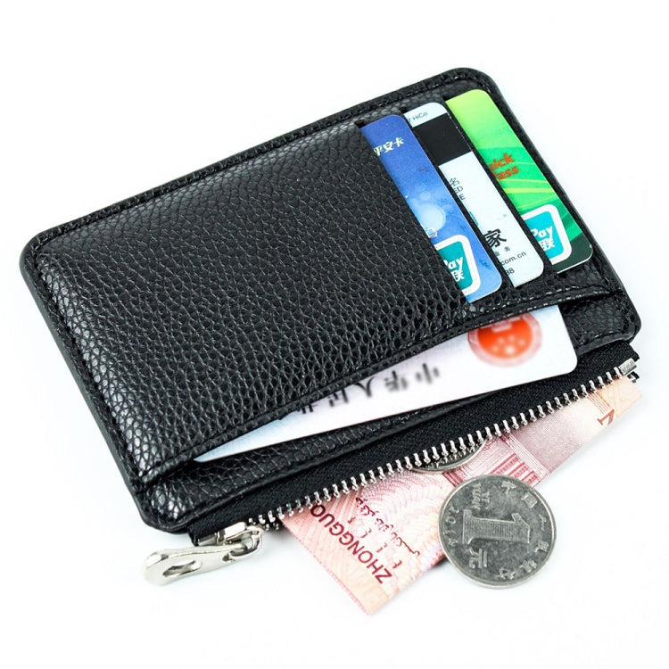 Multi-card Slot Zipper Card Holder Large Capacity Ultra-thin Coin Purse(Black) - Card & Passport Bags by Pieru | Online Shopping UK | buy2fix